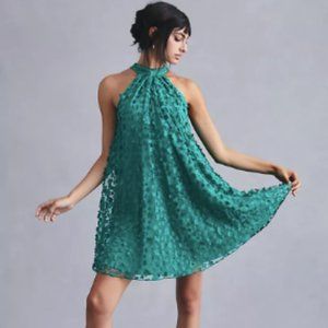 Green Eva Franco Halter Swing Mini Dress